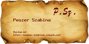 Peszer Szabina névjegykártya